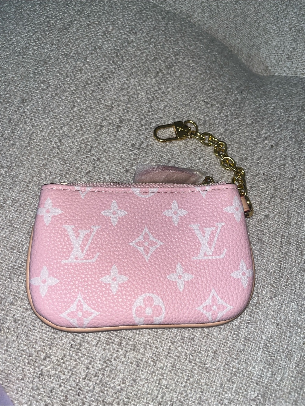 Fashion Nova Pink Mini Monogram Pouch with Gold Chain